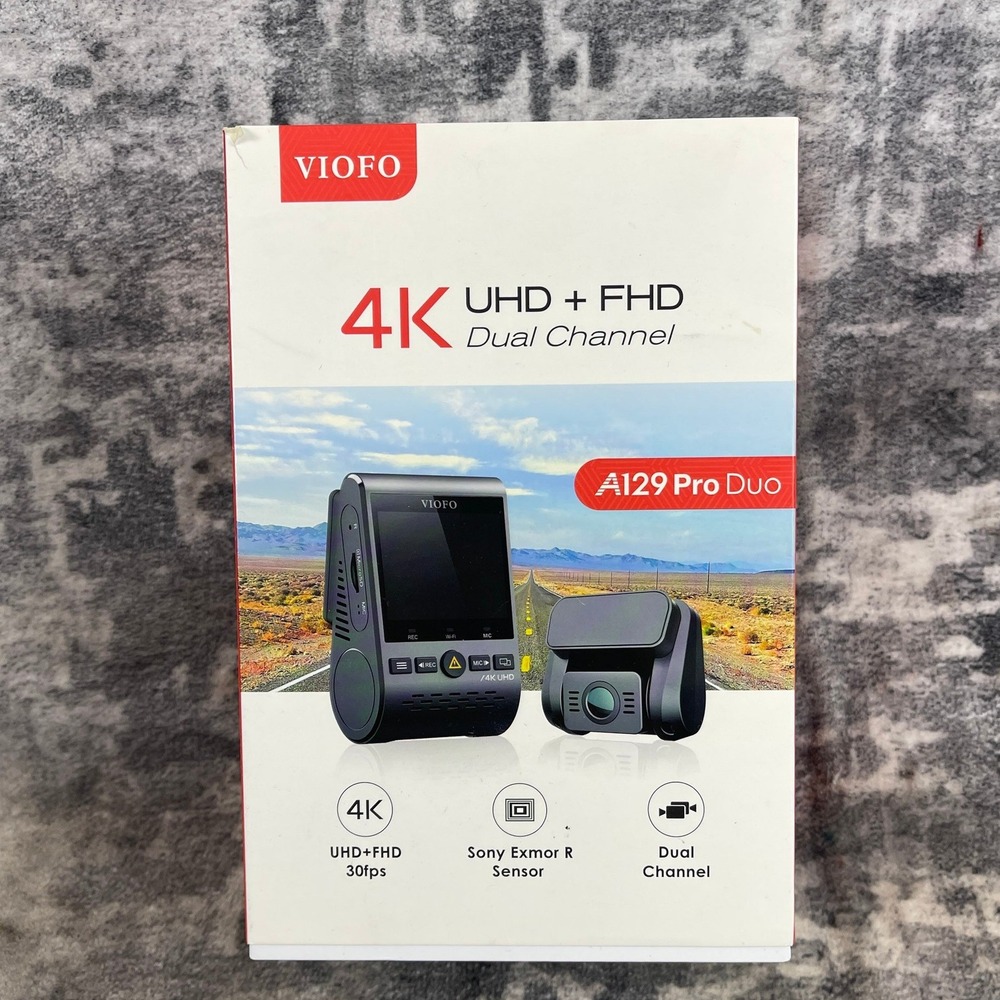 VIOFO Pro Duo 4K UHD Dual Channel Dash Cam Front and Rear GPS WiFi New Open Box